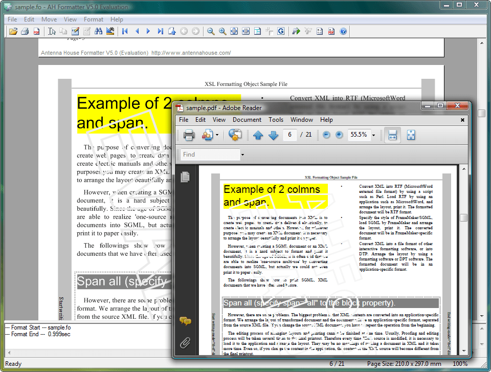 AH XSL Formatter Standard Screenshot