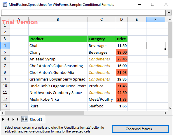 Conditional formatting