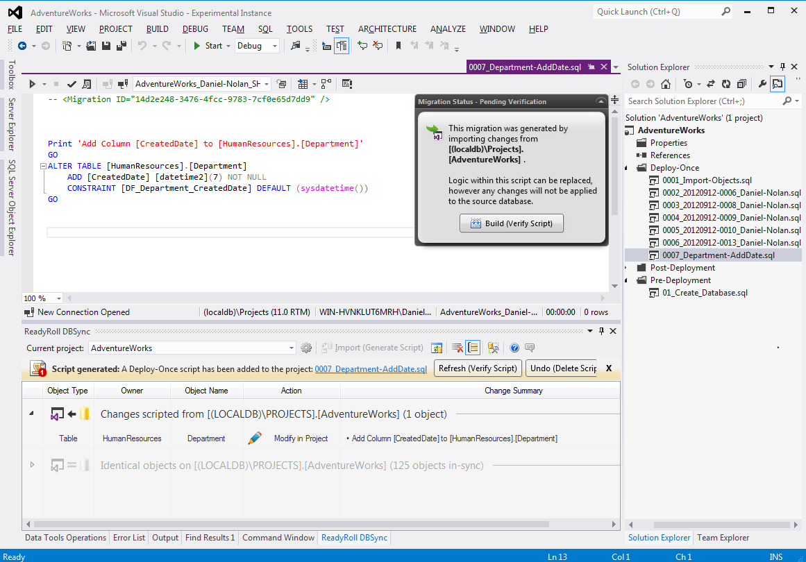 Screenshot of ReadyRoll Pro