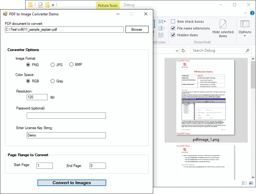 Screenshot of ExpertPDF Pdf To Image Converter