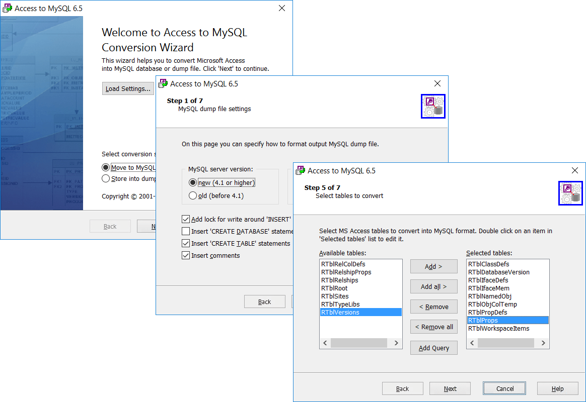 Screenshot of MySQL Migration Toolkit