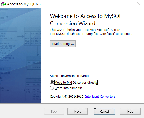 Select Format of Migration TargetMigrate to MySQL server or export into local script file.