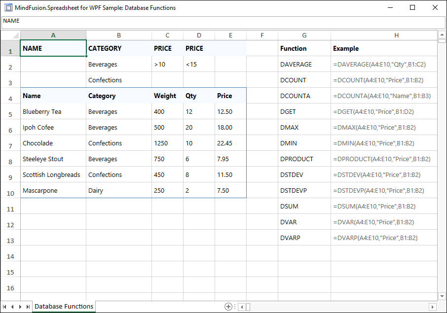 MindFusion.Spreadsheet for WPF