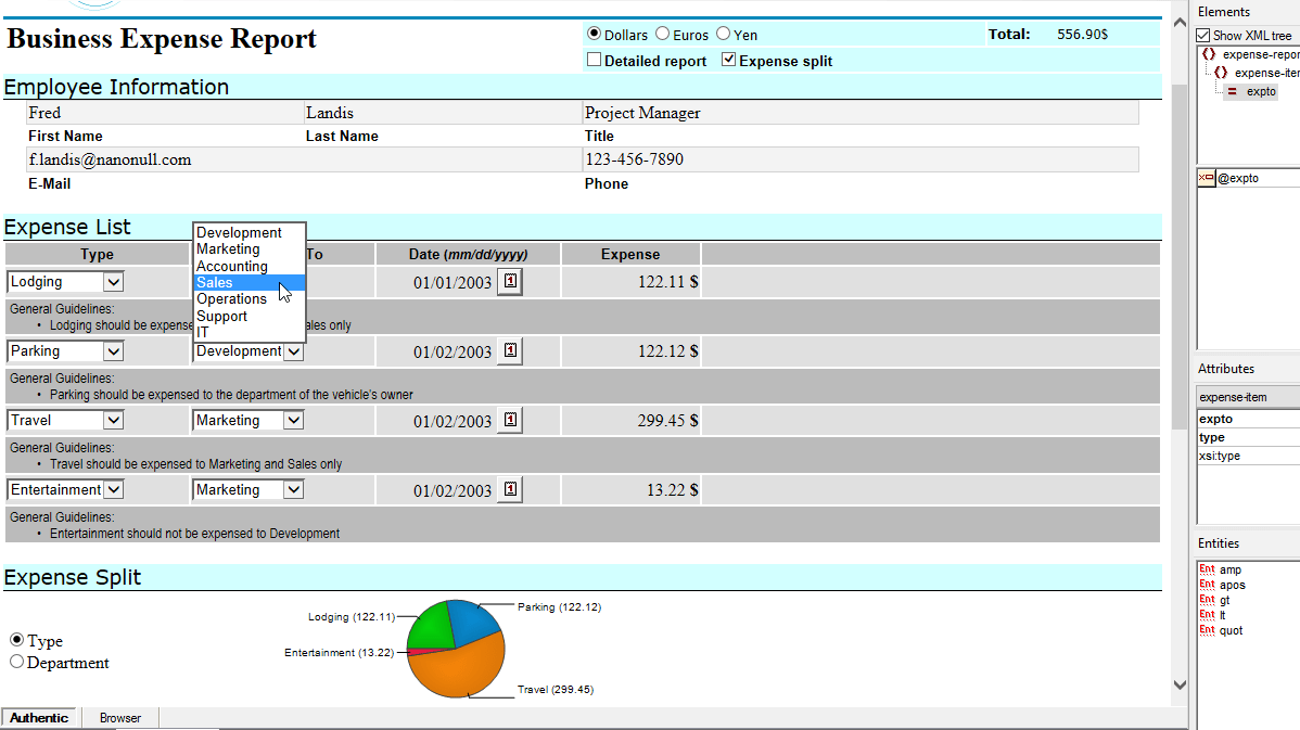 Screenshot of Altova Authentic