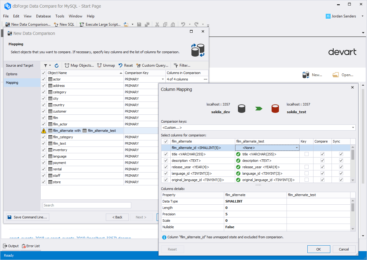Screenshot of dbForge Compare Bundle for MySQL