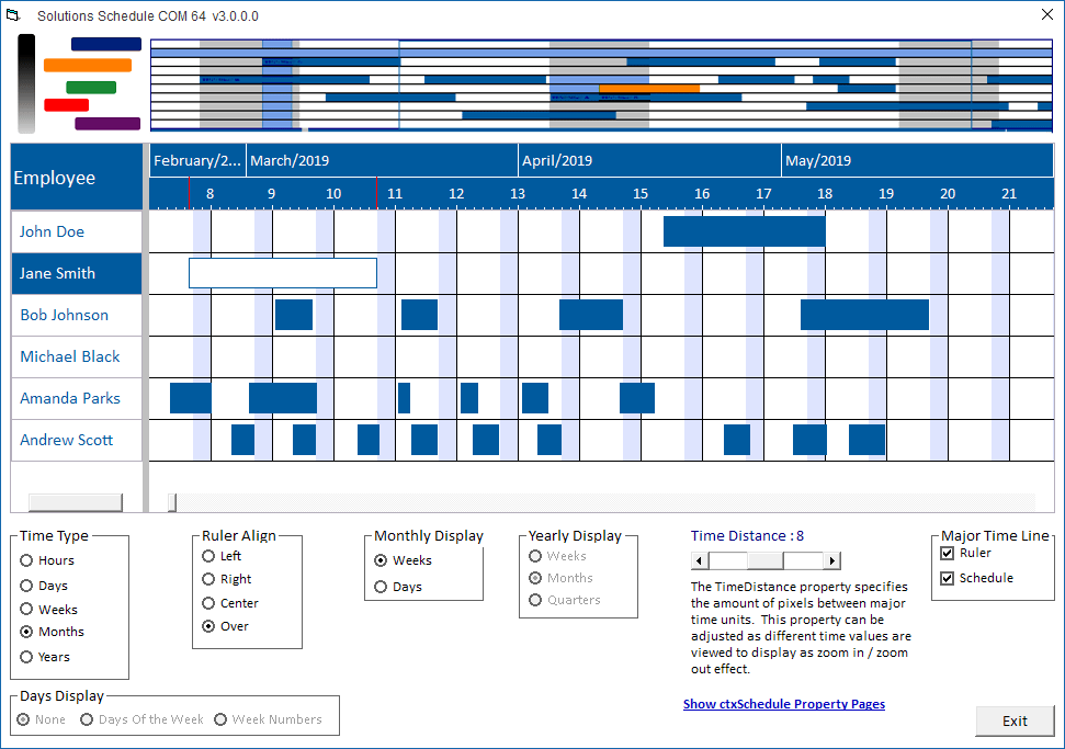Screenshot of Solutions Schedule COM 64