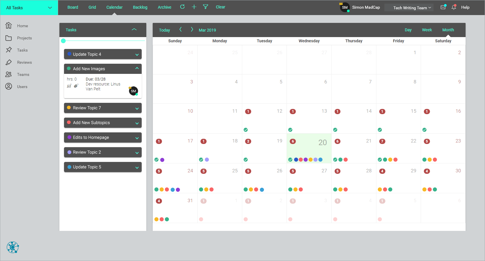 MadCap Central Task Calendar