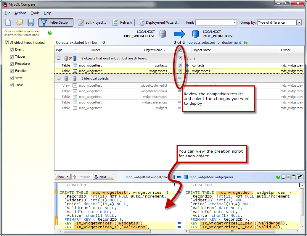 MySQL Comparison Bundle