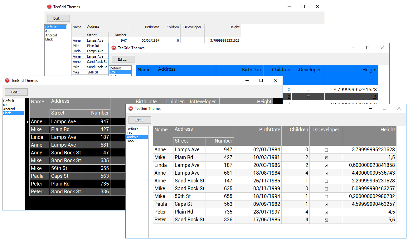 Screenshot of TeeGrid for VCL/FMX