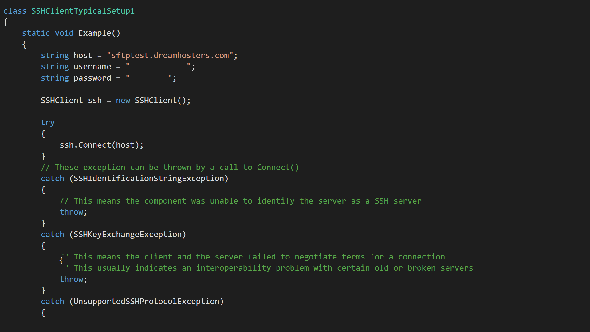 Screenshot of Xceed SFTP for Xamarin