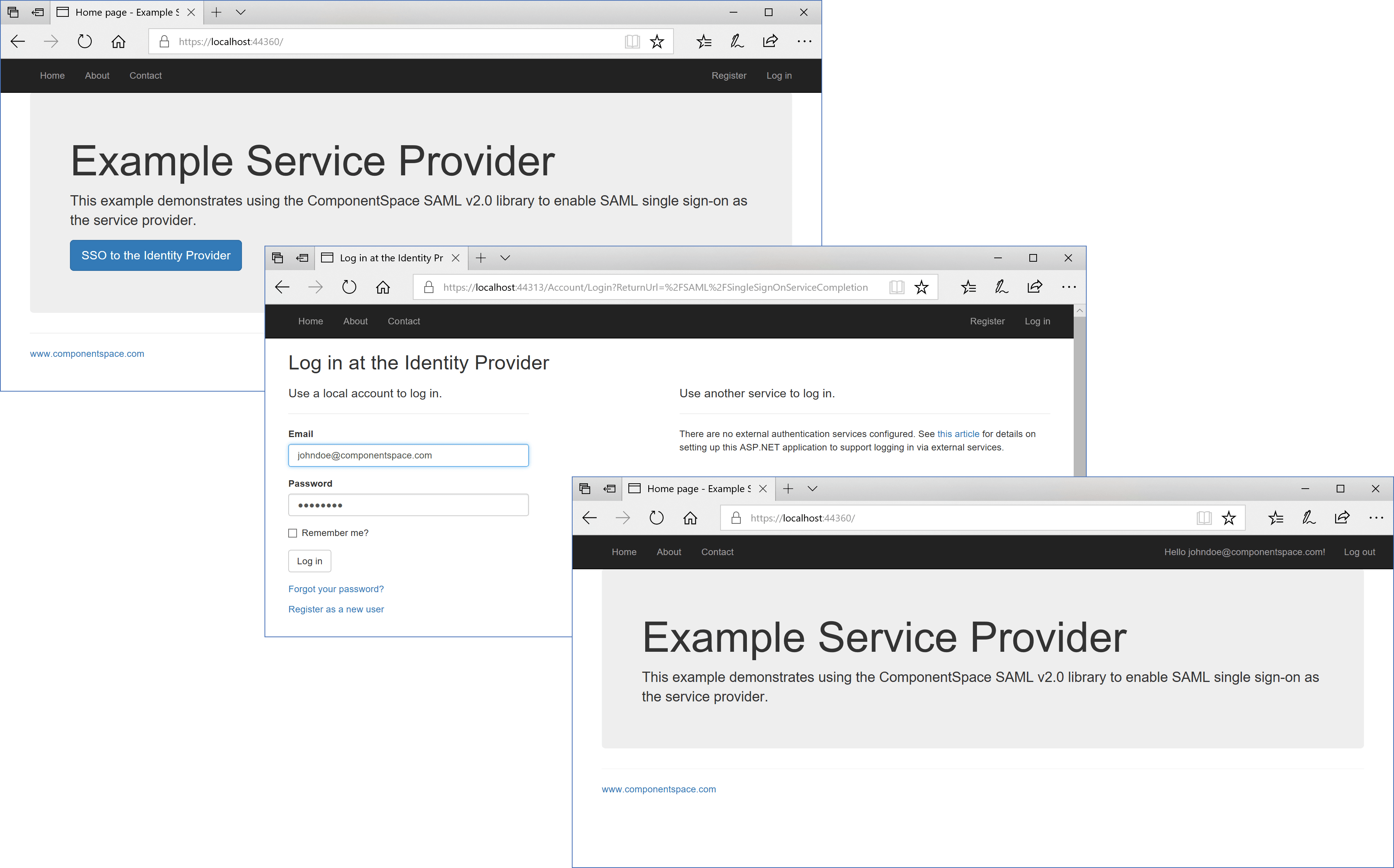 Screenshot of ComponentSpace SAML for ASP.NET Core