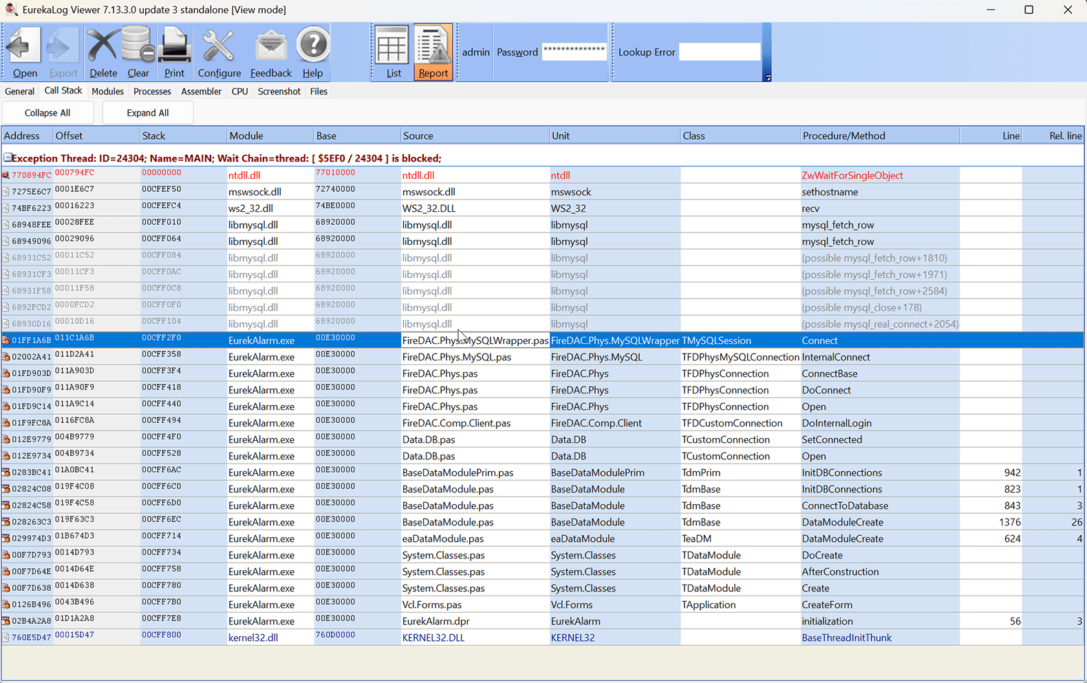 Screenshot of EurekaLog