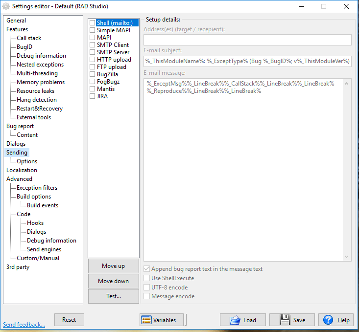Select a Log SenderPick the method your app will use to send the log to you.