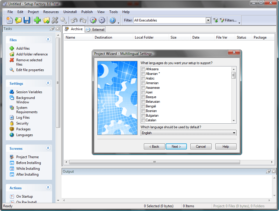 International Language SupportSetup Factory 8 offers support for multilingual installations. Setup Factory 8 gives you everything you need to support your custo