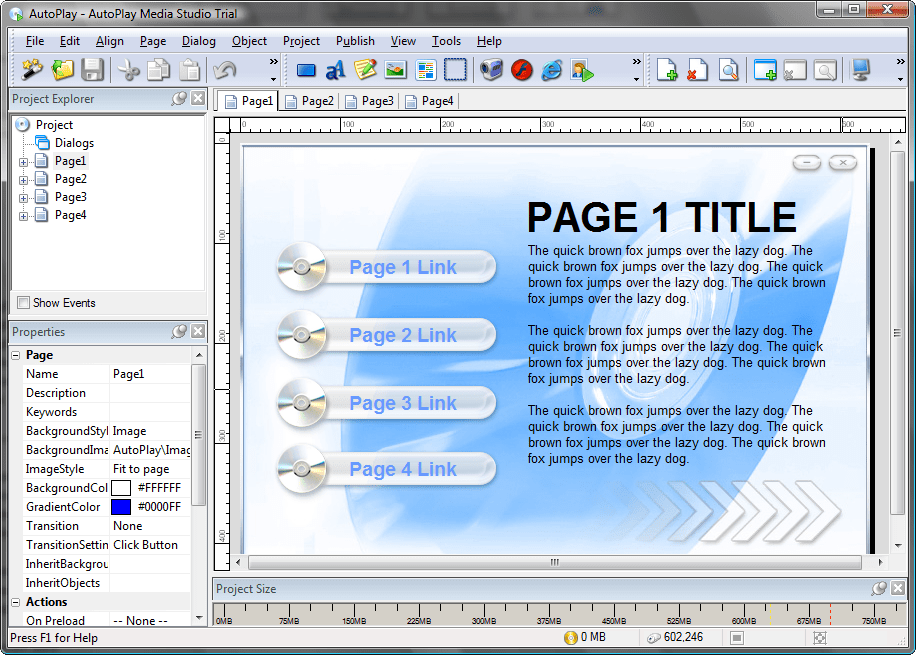 Customizable DialogsAutoplay Media Studio dialogs support the same background settings, objects and events as pages do. Dialogs have features above and beyond p