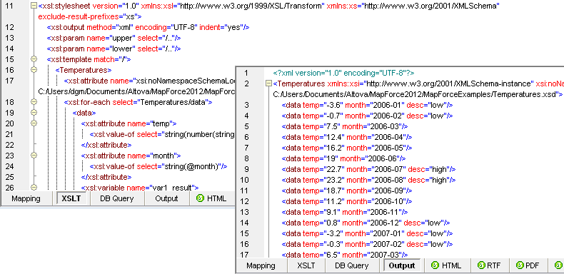 MapForceTo use MapForce, simply open data sources and targets as mapping components, drop in data processing functions from the customizable libraries, and then