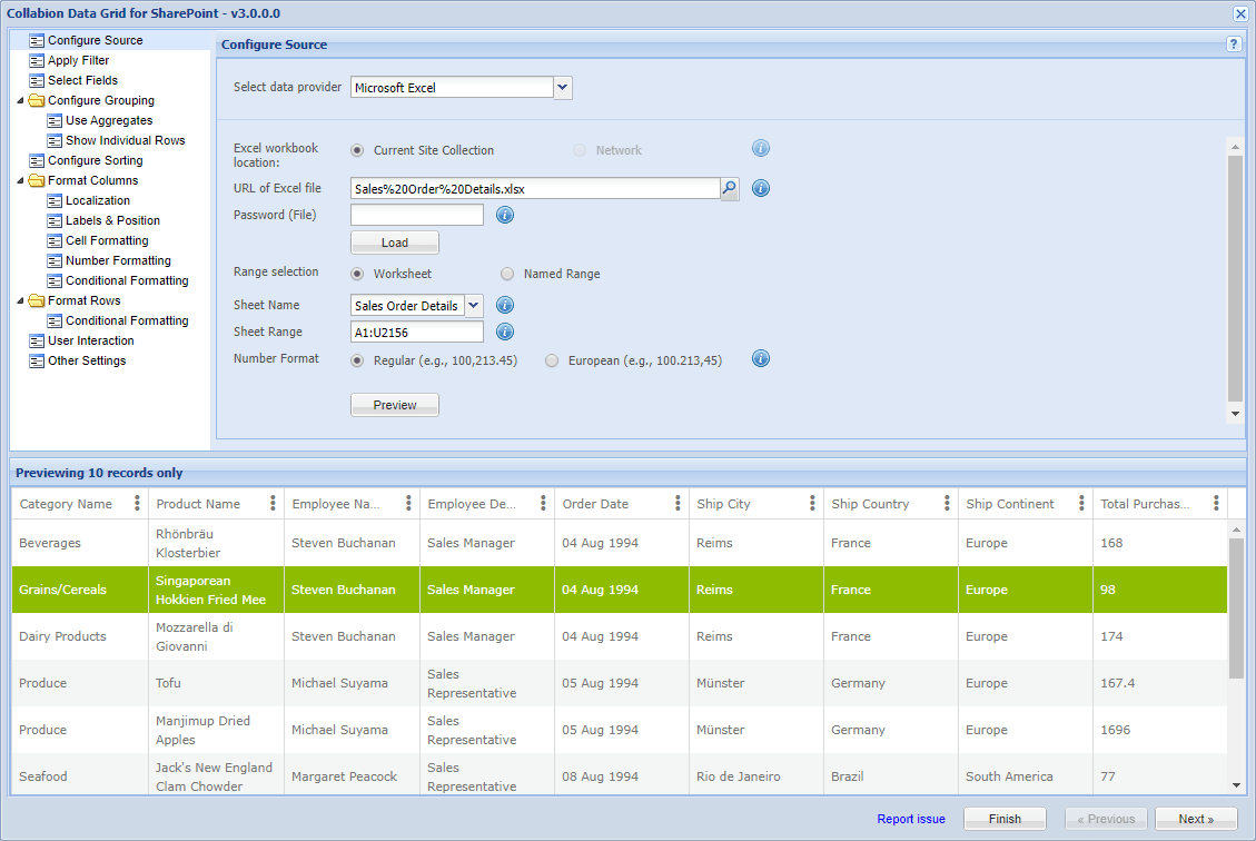 Screenshot of Collabion Data Grid for SharePoint