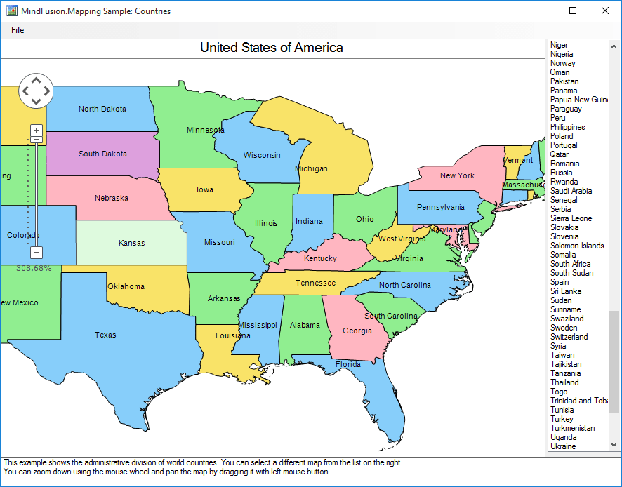Screenshot of MindFusion.Mapping for WinForms