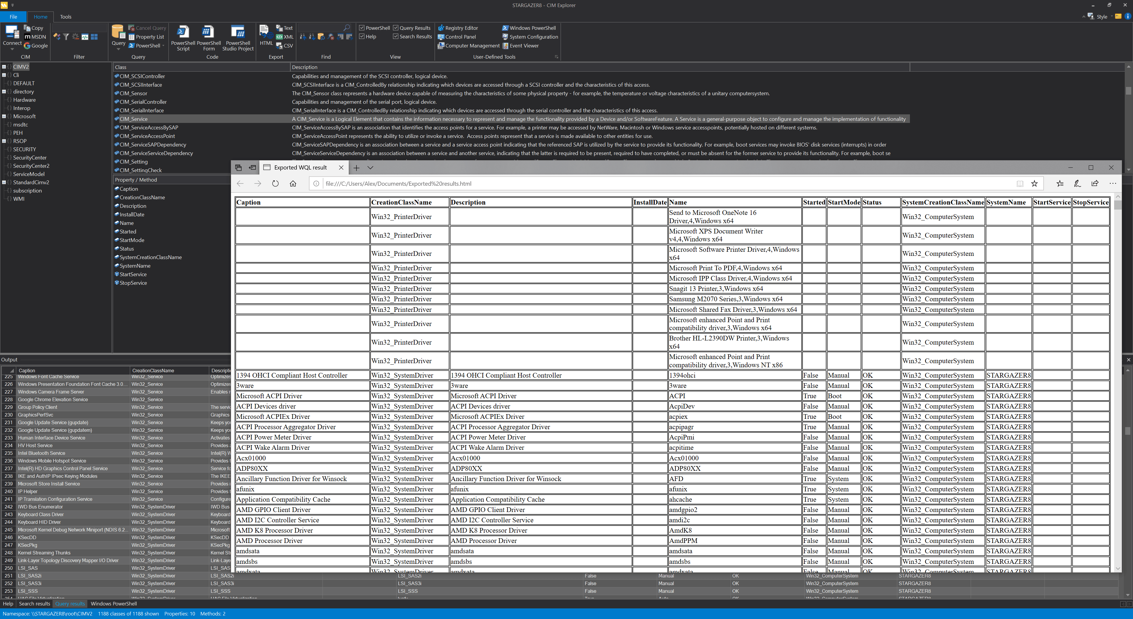Export query results to HTML.