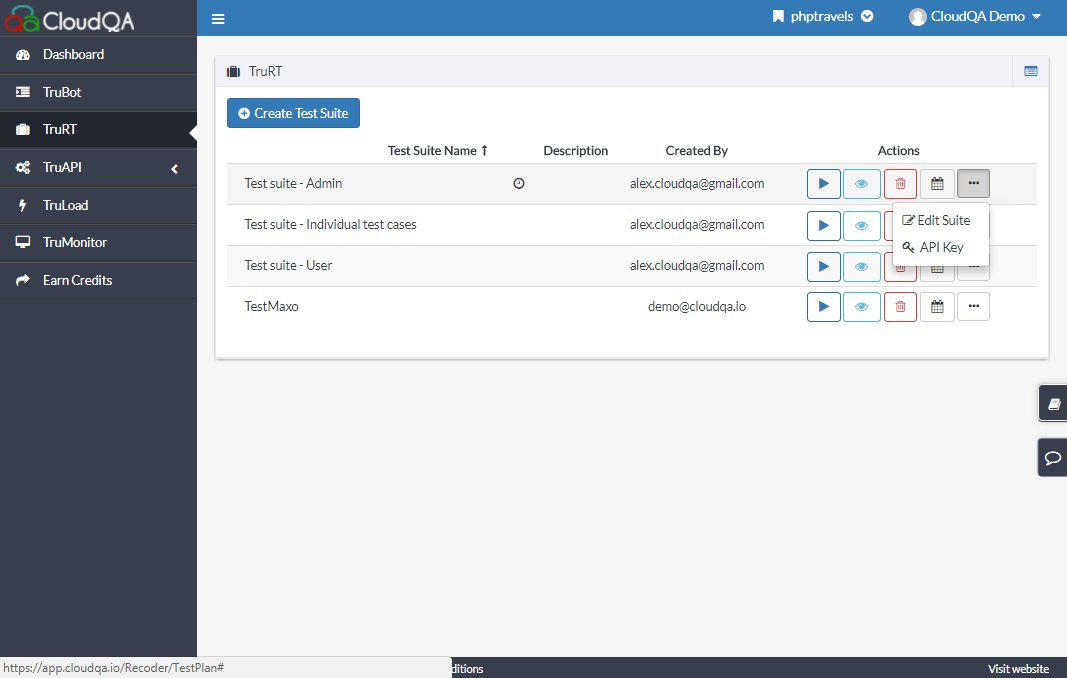 Screenshot of CloudQA TruRT