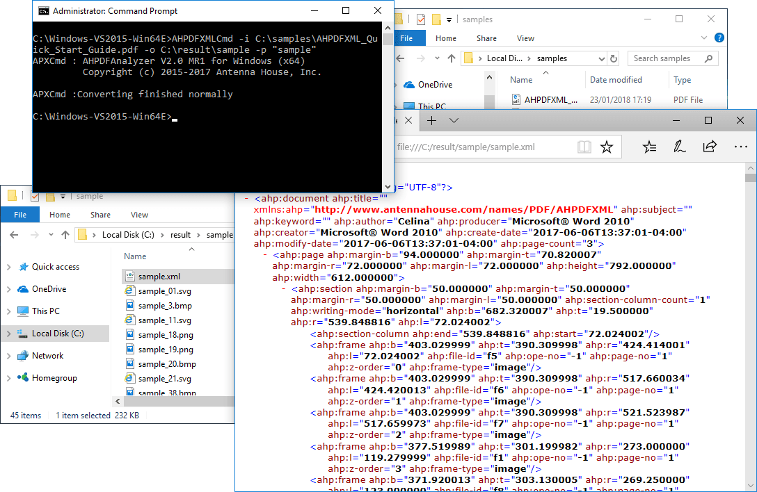 Screenshot of Antenna House PDFXML Conversion Library