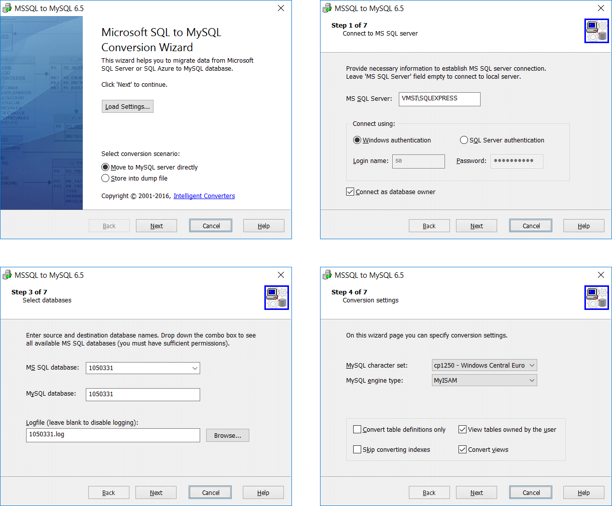 Screenshot of MS SQL Migration Toolkit