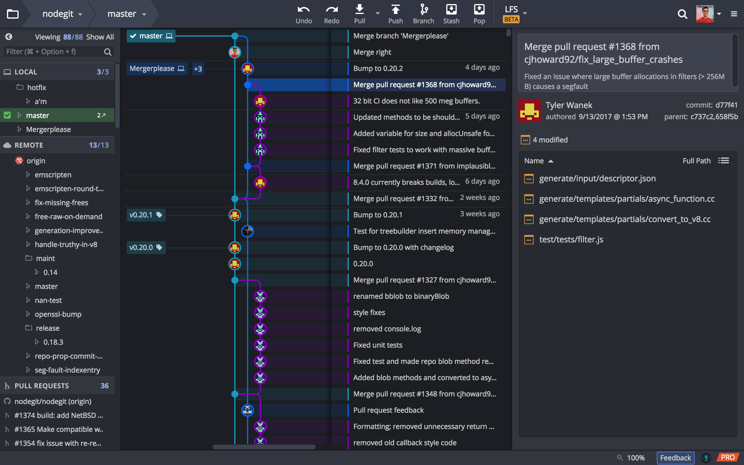 Screenshot of GitKraken