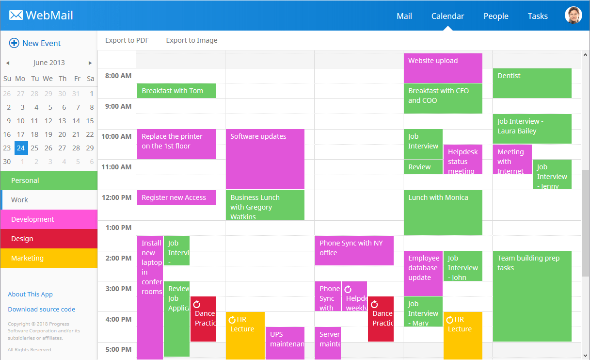 Telerik ASP.NET MVC Web Calendar