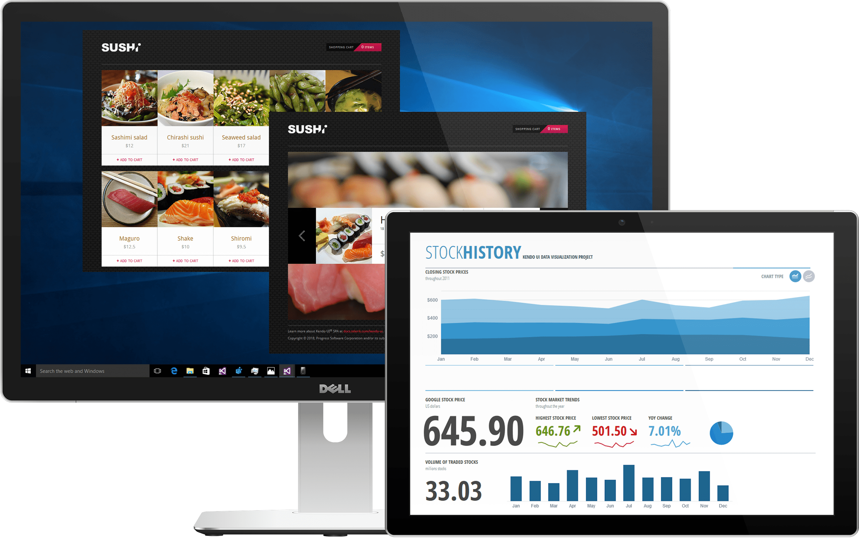 Screenshot of Kendo UI + Telerik UI for ASP.NET (MVC & Core), PHP, JSP
