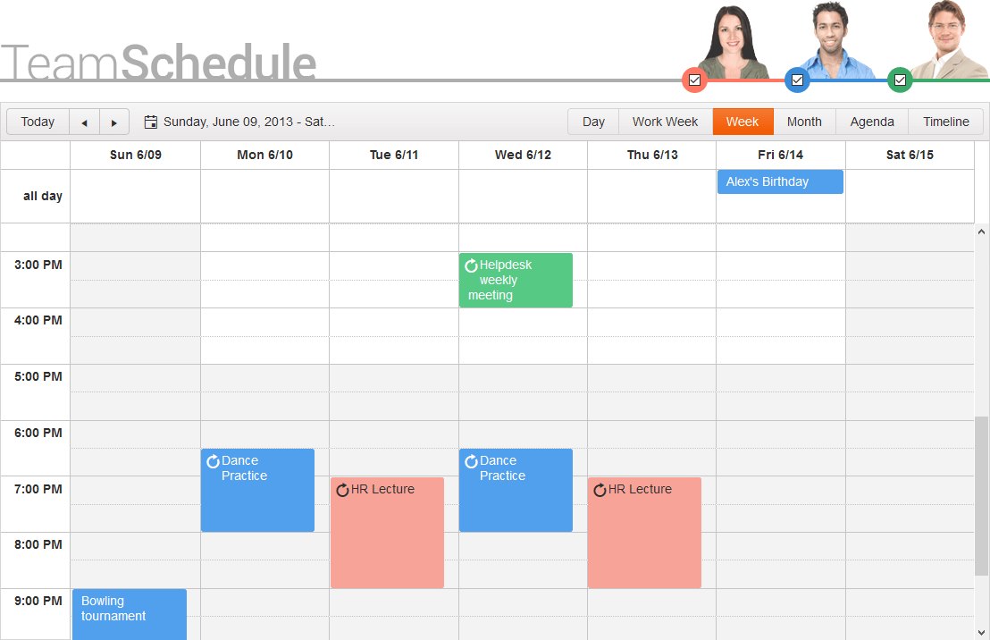 Telerik ASP.NET MVC SchedulerThe Telerik ASP.NET MVC Scheduler component allows you to easily display, edit and schedule appointments. You can display day, week