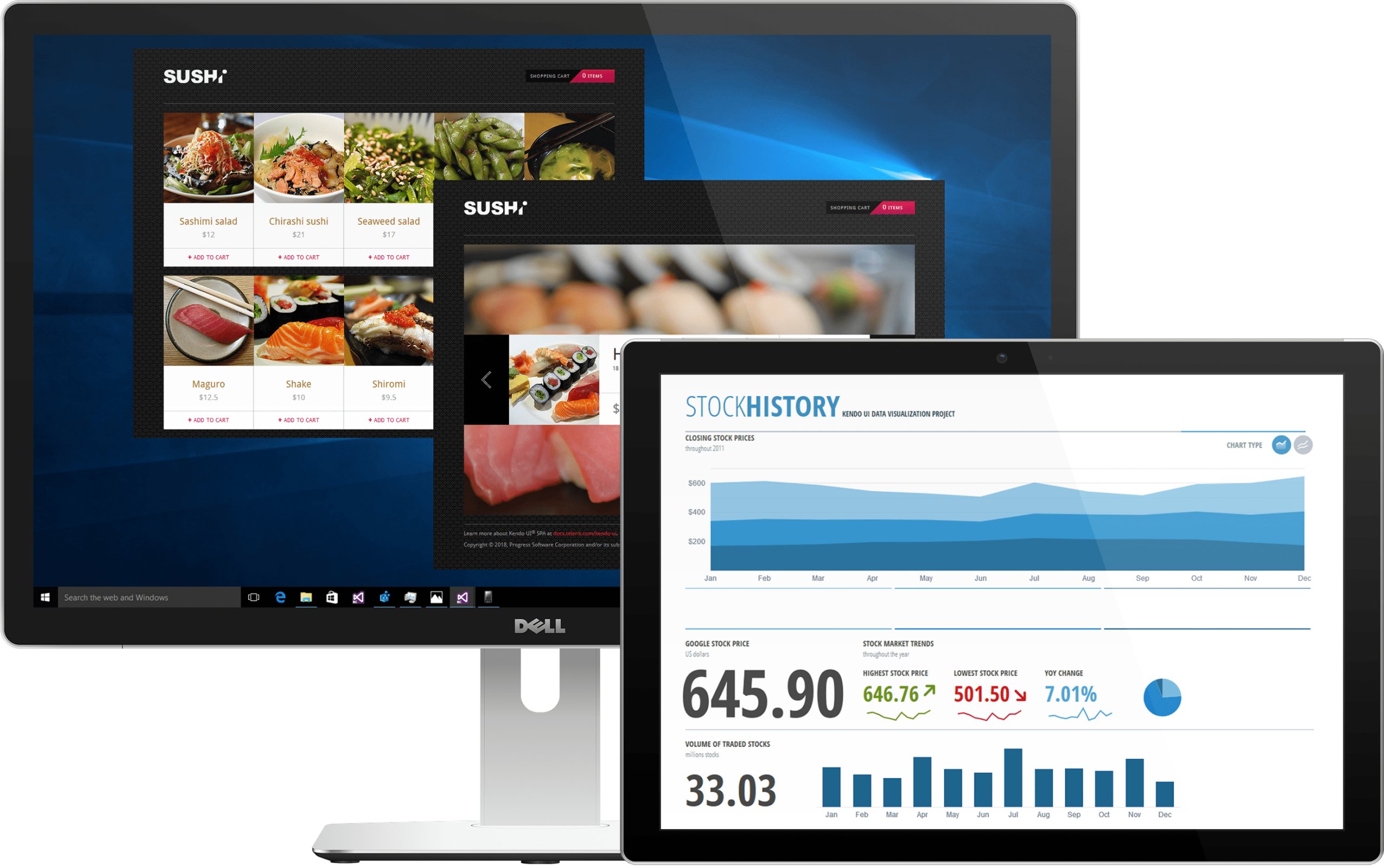 Screenshot of Kendo UI + Telerik UI for PHP
