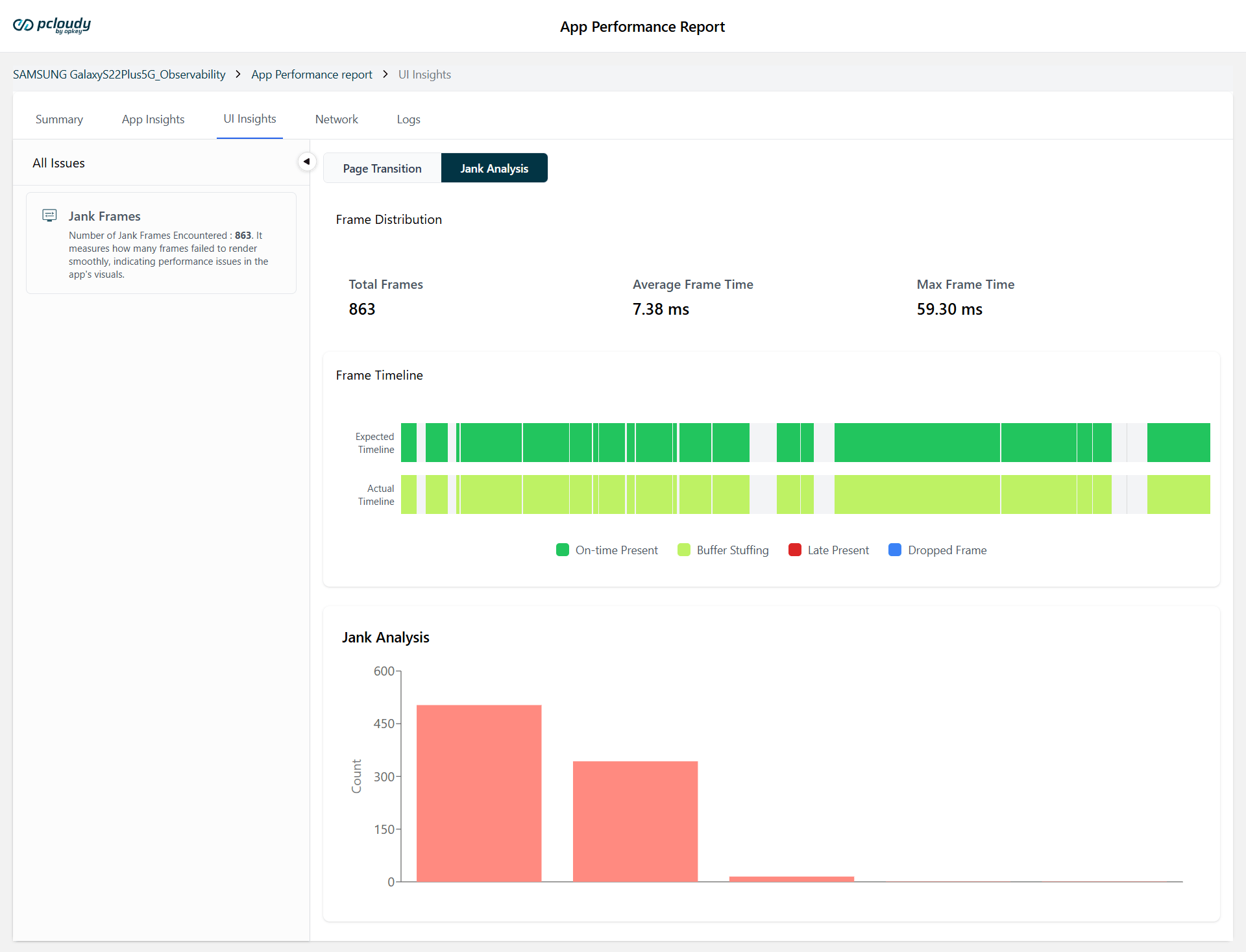 Frame Analysis and Jank Detection in UI Insight