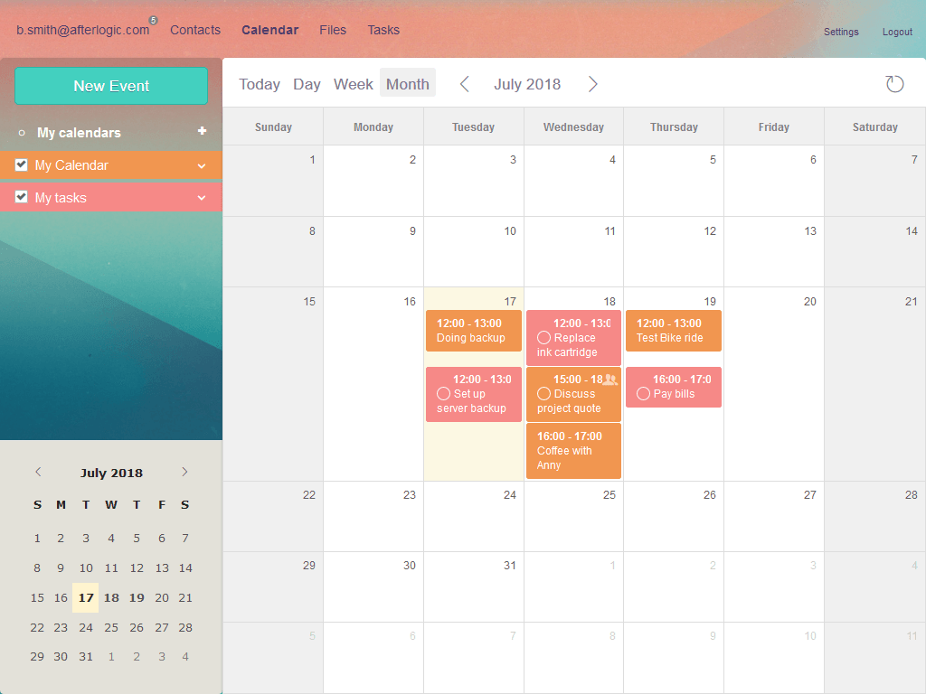 Afterlogic Aurora Corporate - Calendar