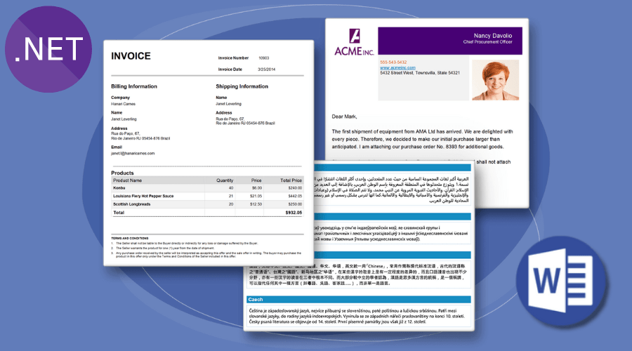 Screenshot of Document Solutions for Word .NET