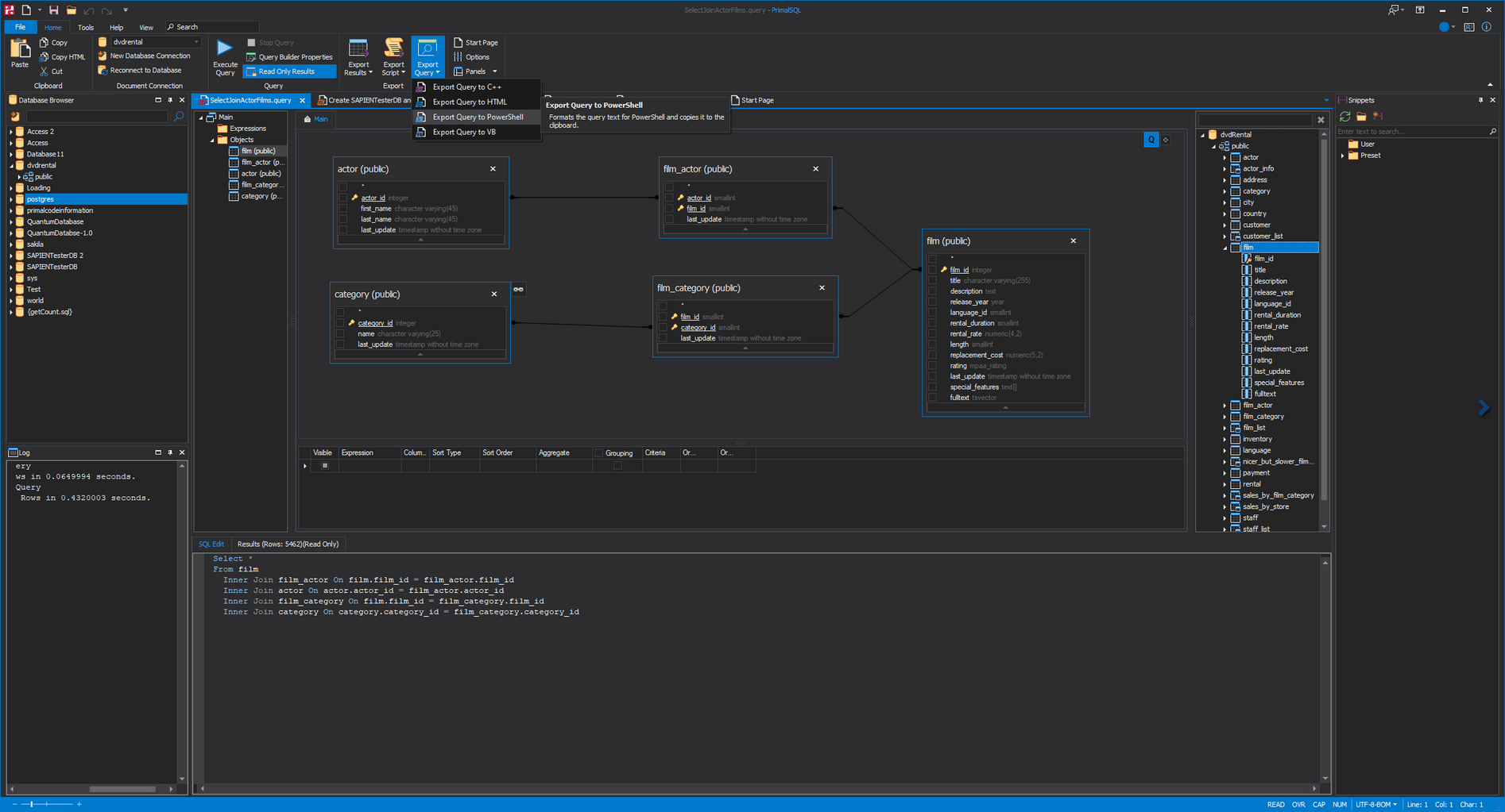 Export Query Text