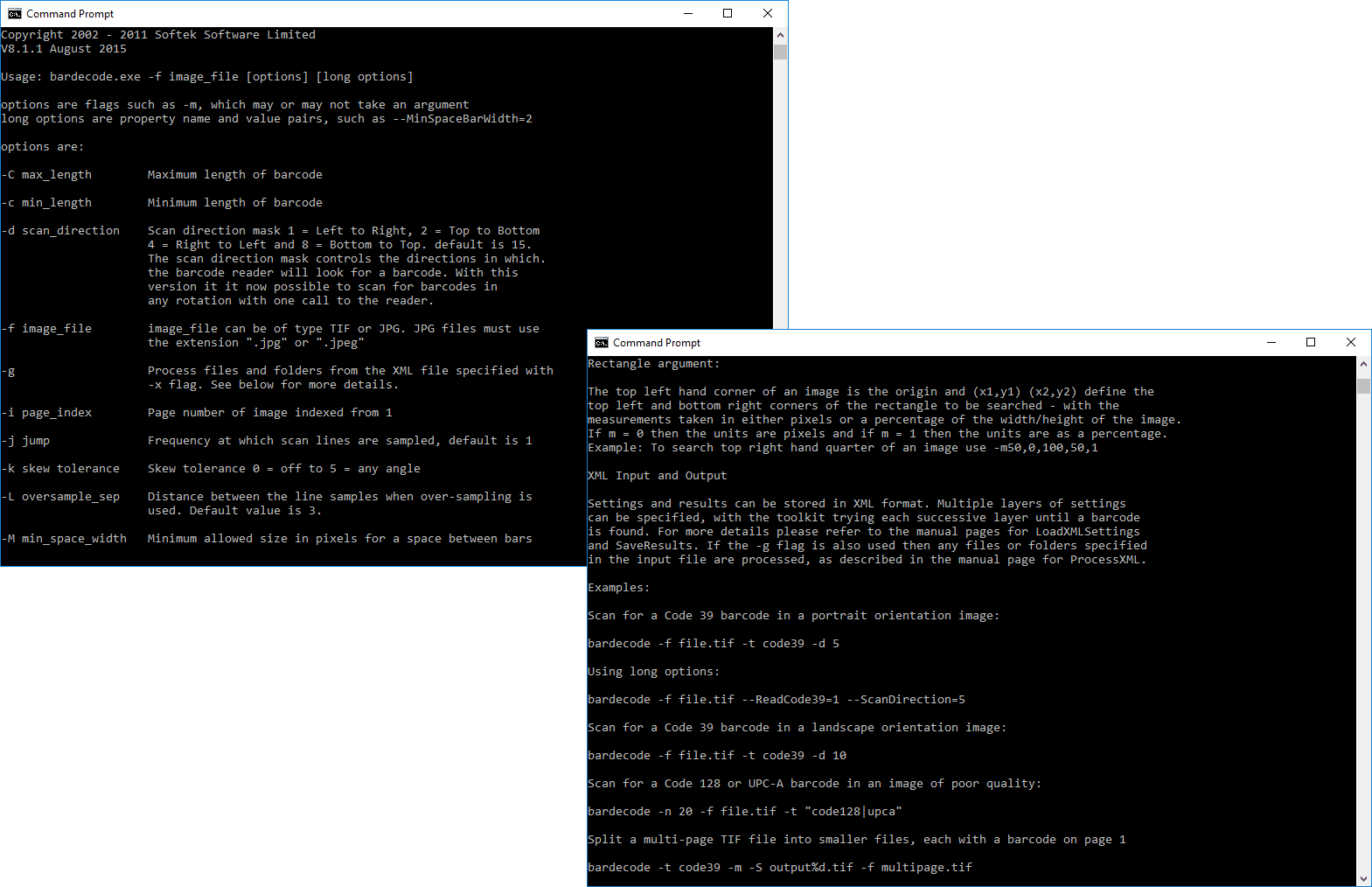 Softek Windows DOS Command Prompt Barcode Tool
