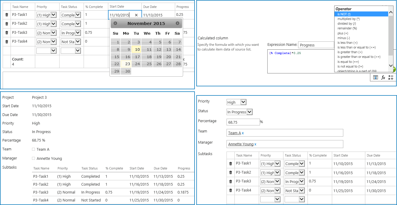 Screenshot of SharePoint Collection Column