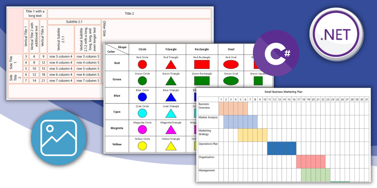 Draw Complex Table Layouts on Image File TypesThe TableRenderer class added to Document Solutions for Imaging provides users with the ability to easily render c