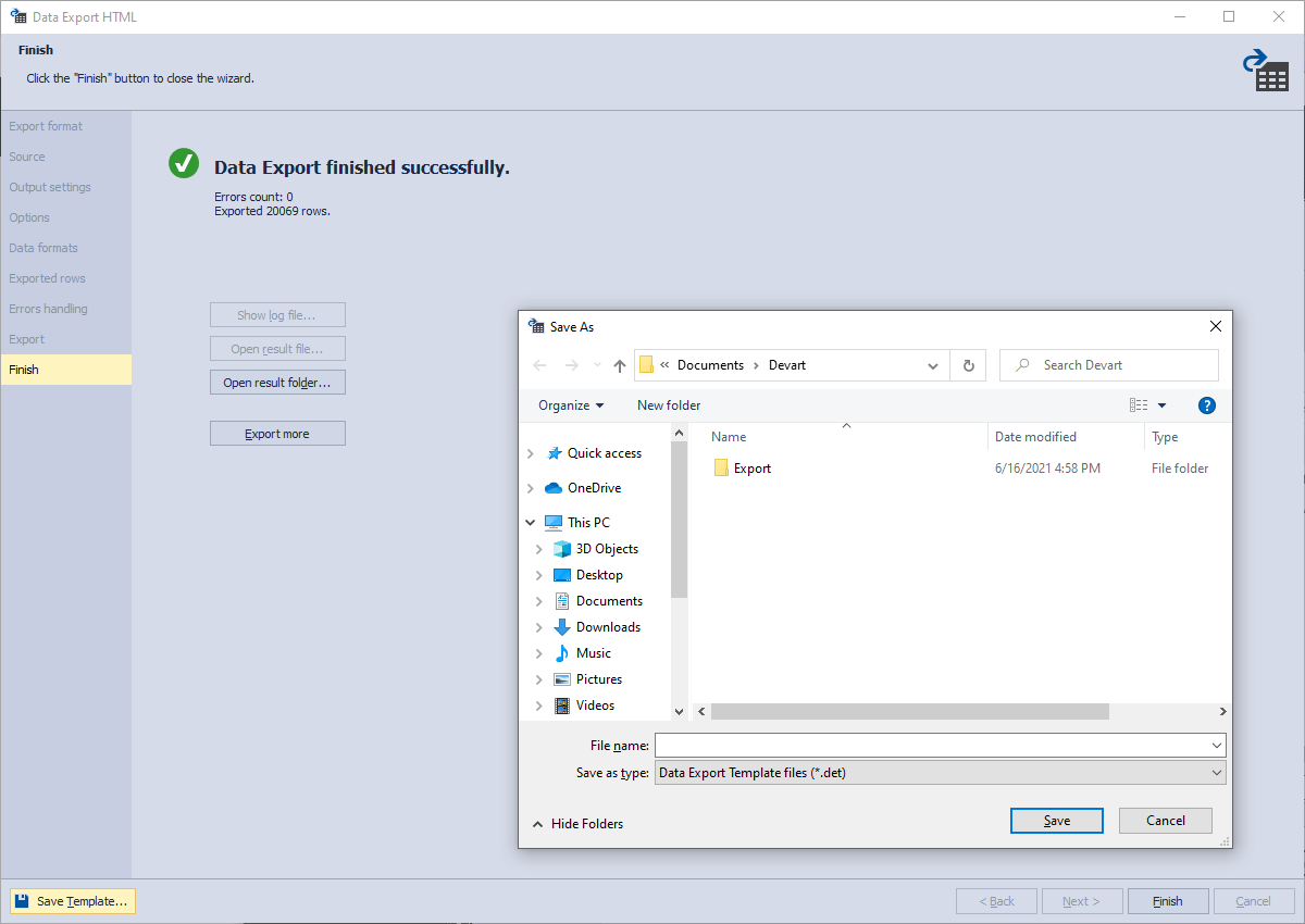 Screenshot of dbForge Data Pump