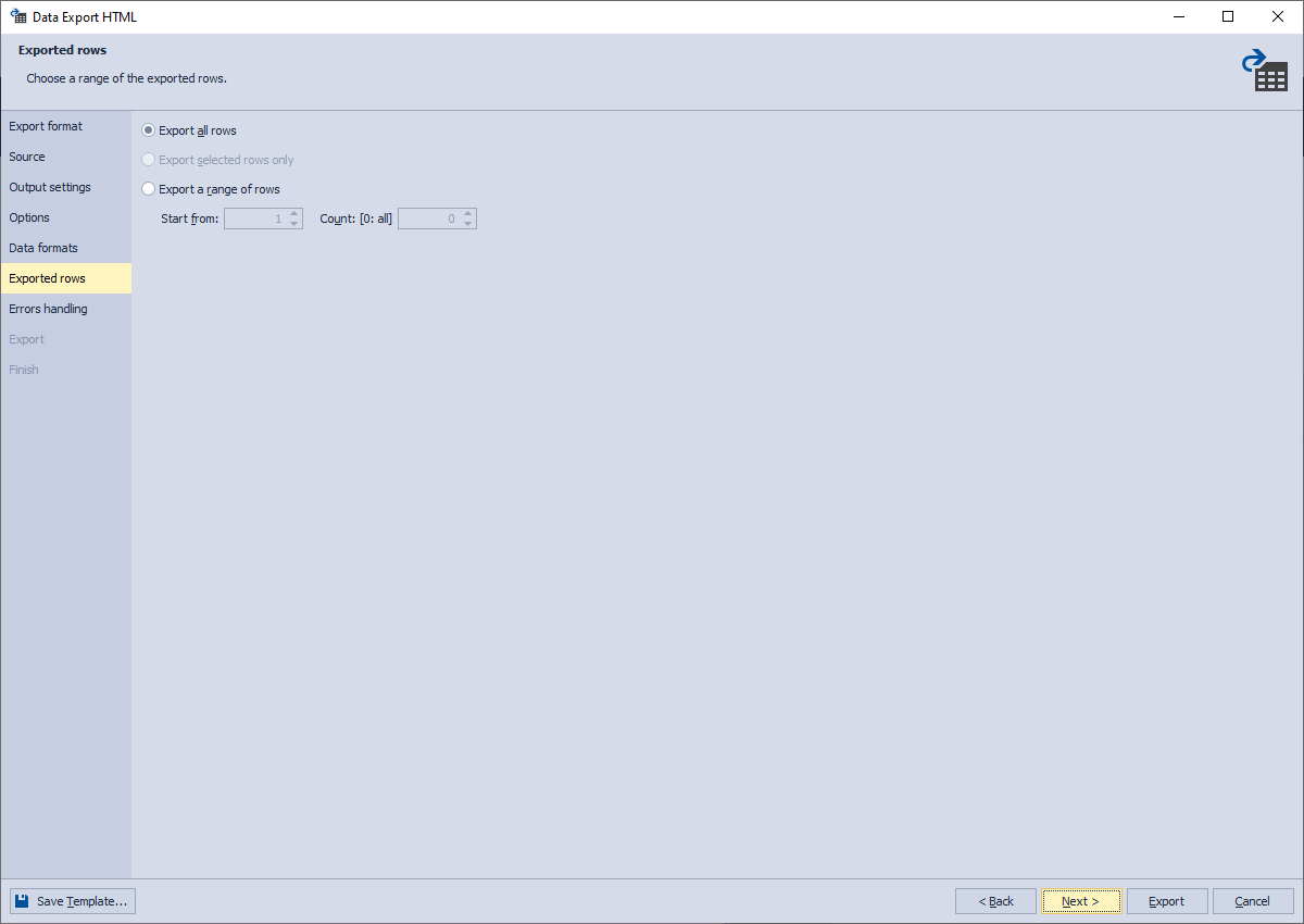 Export Rows