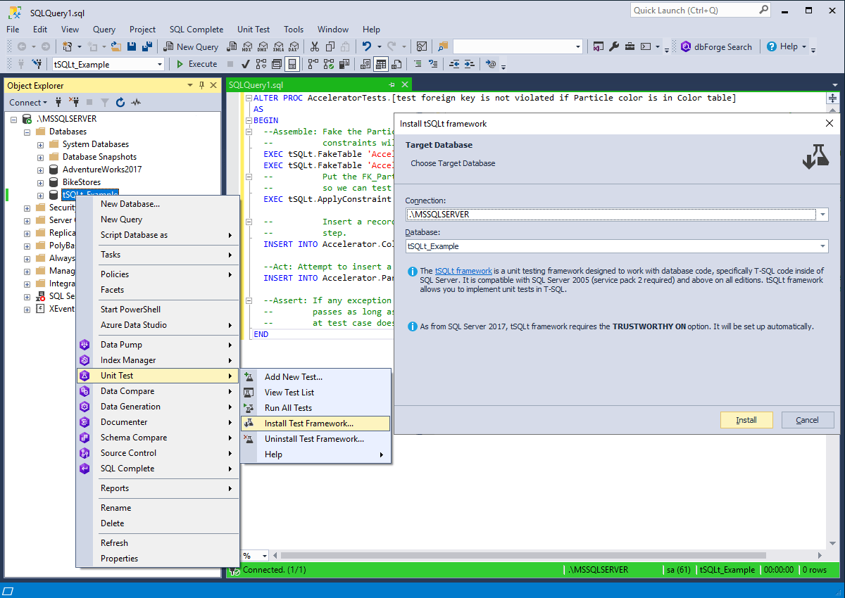 T-SQL for Implementing Tests