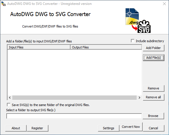 Screenshot of AutoDWG DWG to SVG Converter