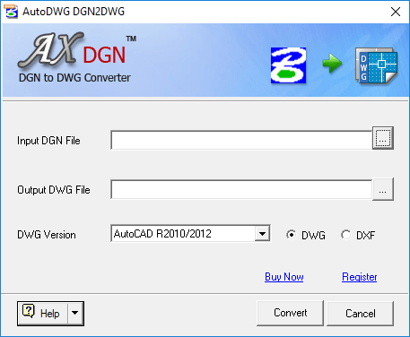 Screenshot of DGN to DWG Converter