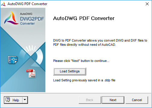Screenshot of DWG to PDF Converter