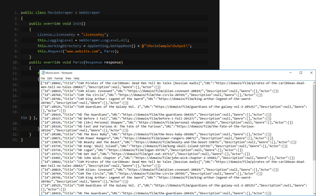 Screenshot of IronWebScraper for .NET