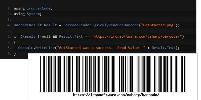 Screenshot of IronBarcode for .NET