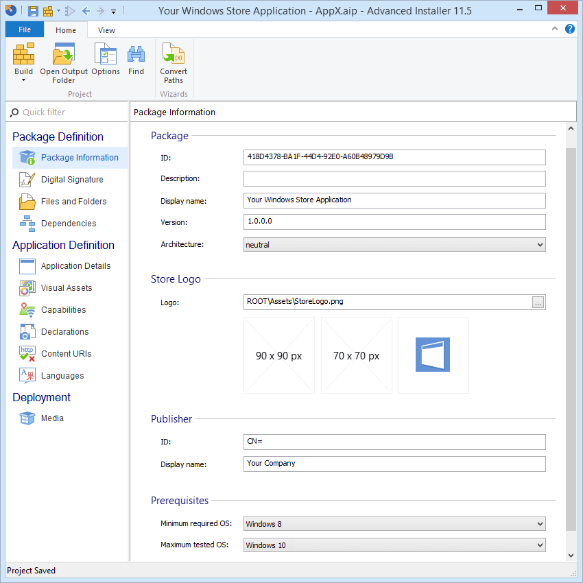 Screenshot of Advanced Installer Professional