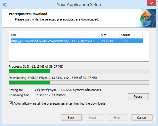 Advanced Installer Prerequisite
