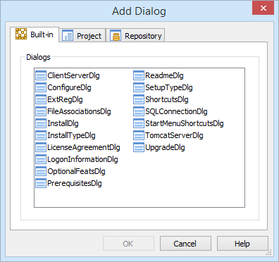 Advanced Installer Enterprise Add Dialog