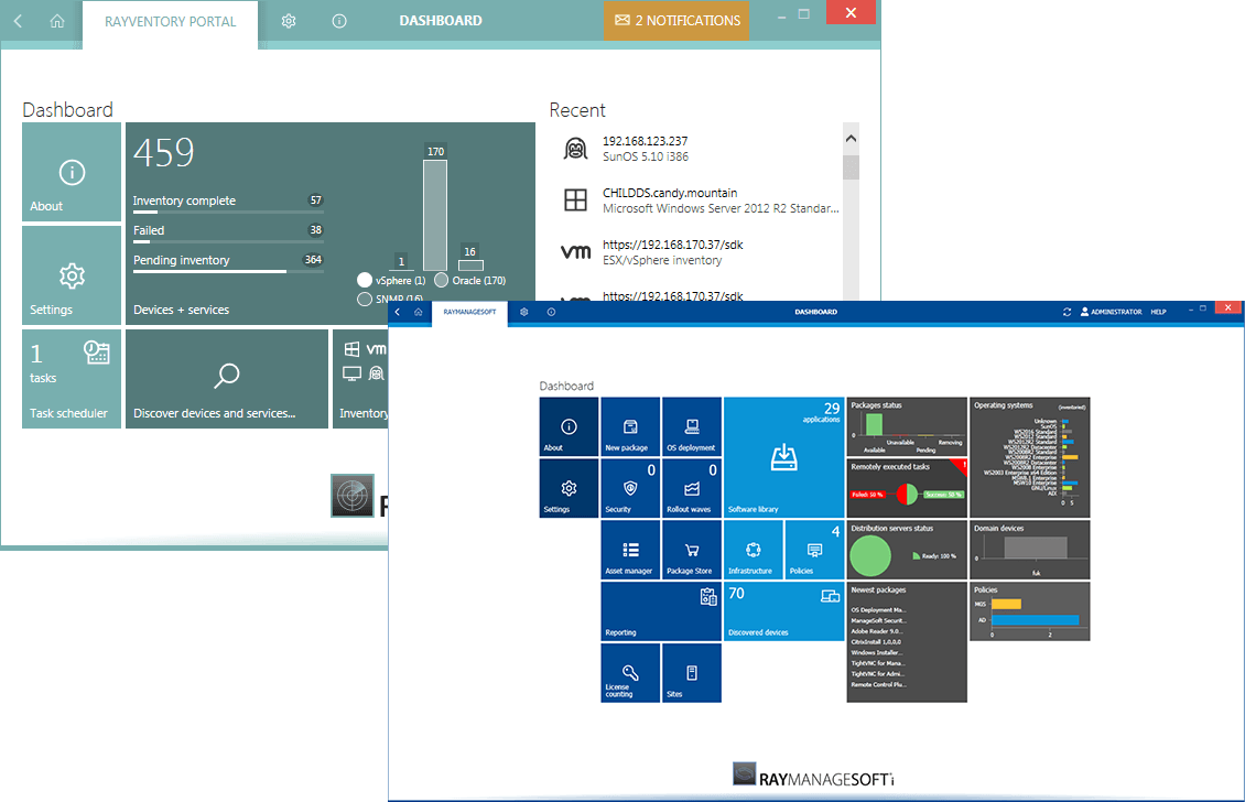 Screenshot of RaySuite Appliance